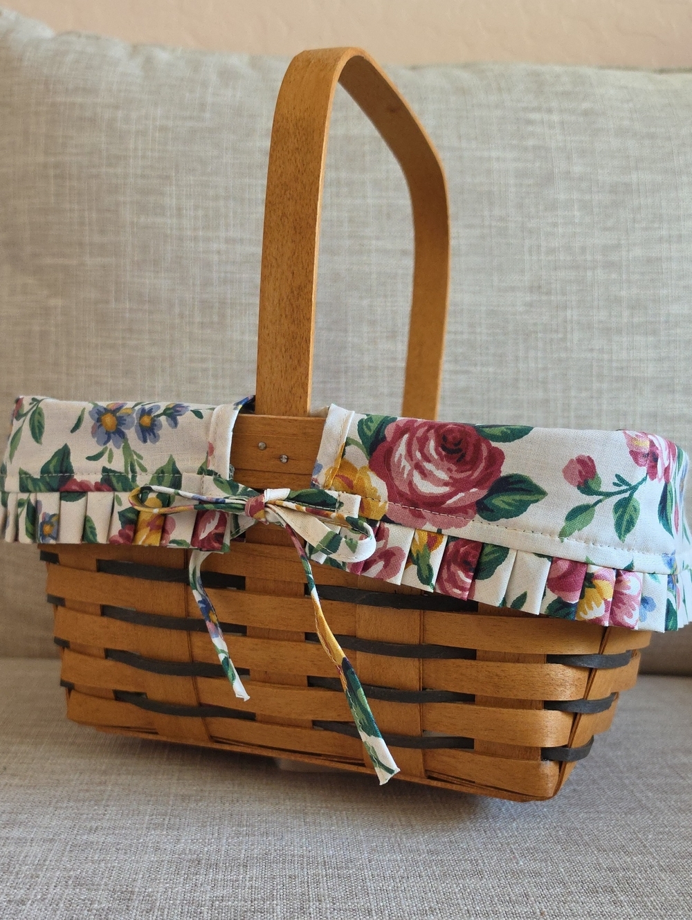 Longaberger Heartland Spring Basket, w Liner & Protector 11x8x5.5